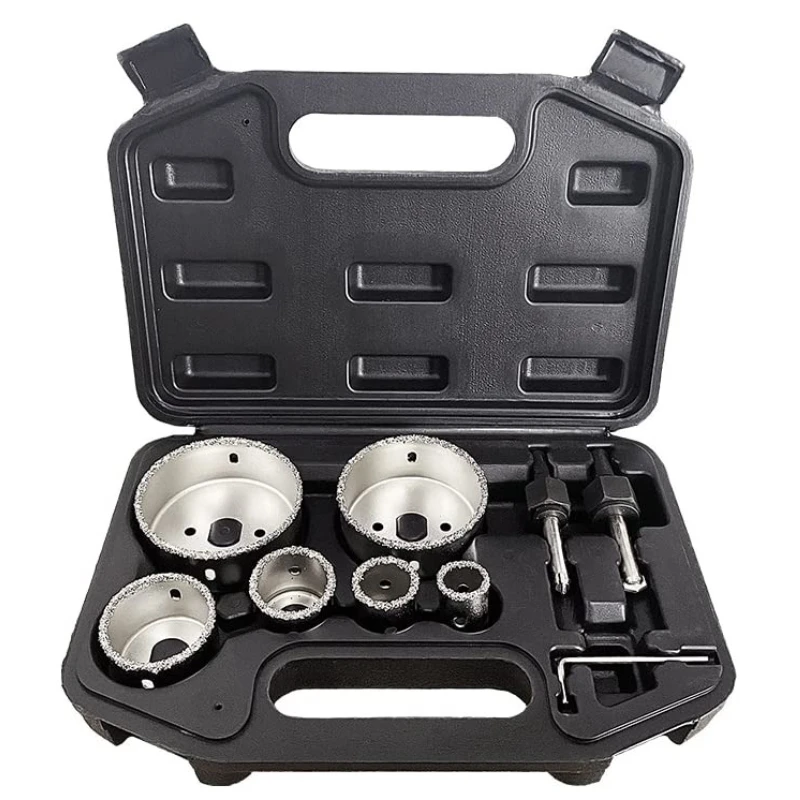 9 قطعة الماس الأساسية مجموعة لقمة مثقاب هول المنشار عدة مع حافظة للجرانيت بلاط الرخام السيراميك حجر الزجاج الماس هول المنشار عدة