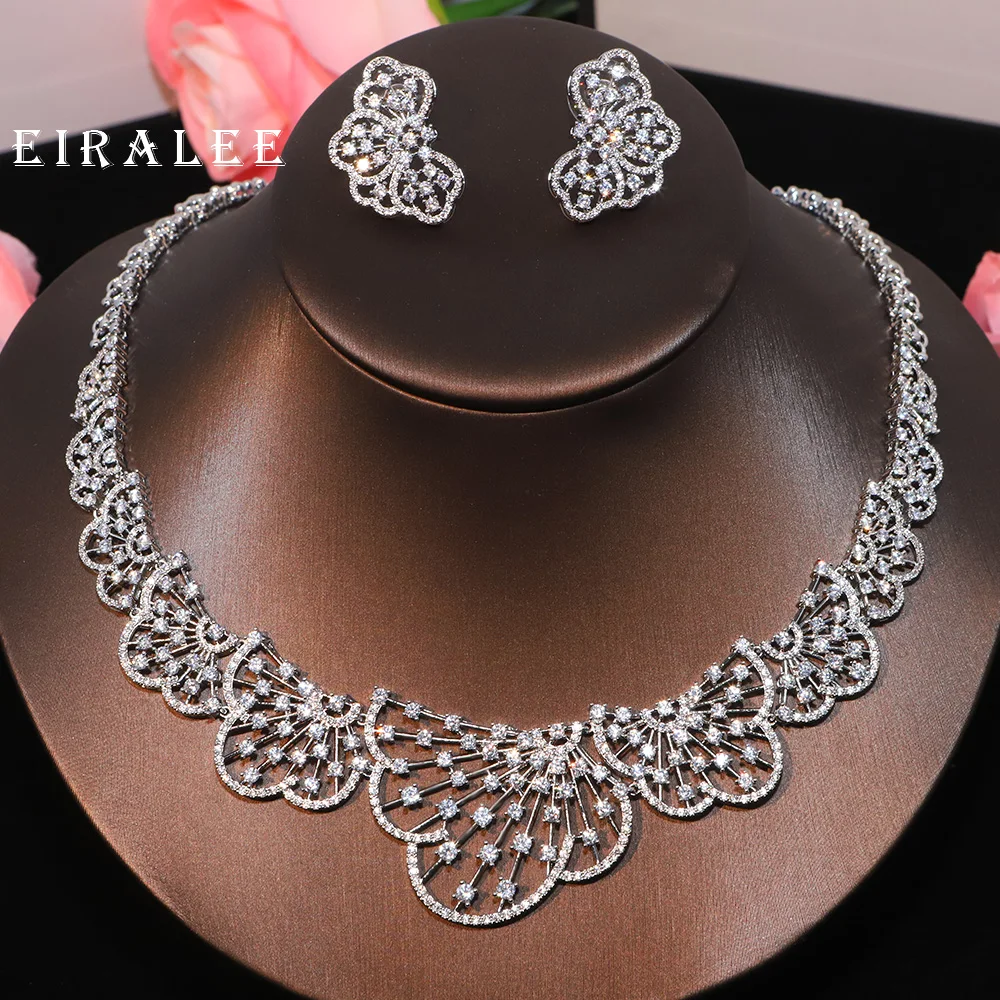Eiralee Famous Brand Super Luxury Fan-shaped Design Women Wedding Naija Bridal Dubai Dress Jewelry Set