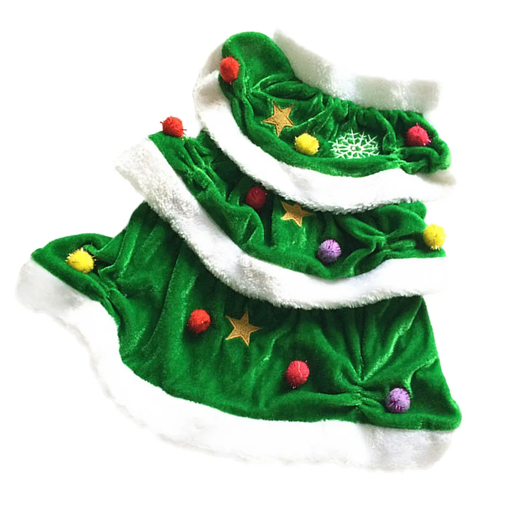 

Christmas Tree Shaped Dog Costume Green Size S Comfortable Warm Winter Dress Pet Clothes for Party Festival Dog Clothes