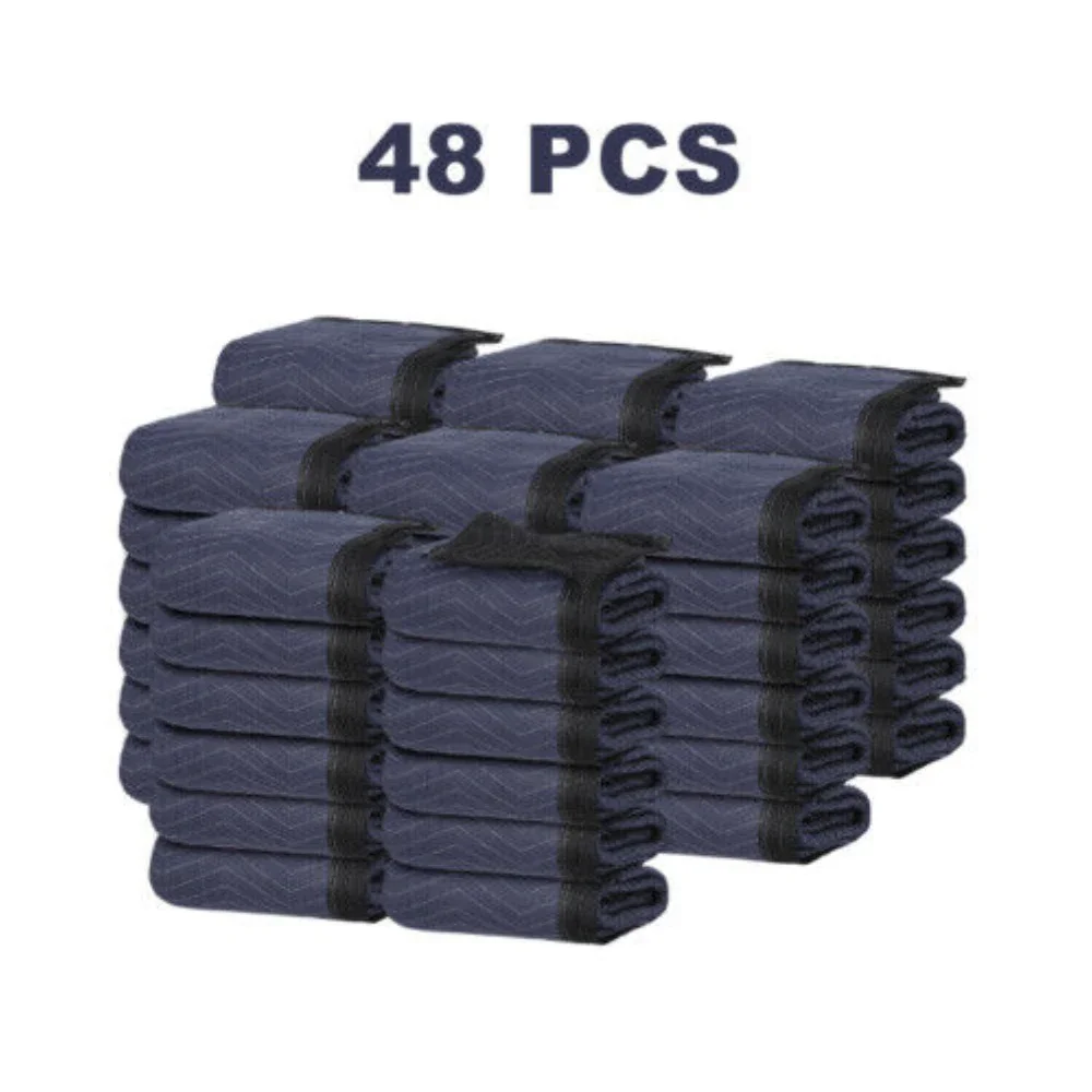 

48 Moving Blankets Furniture Protective Shipping Packing Pads Blue/Black 80"x72"