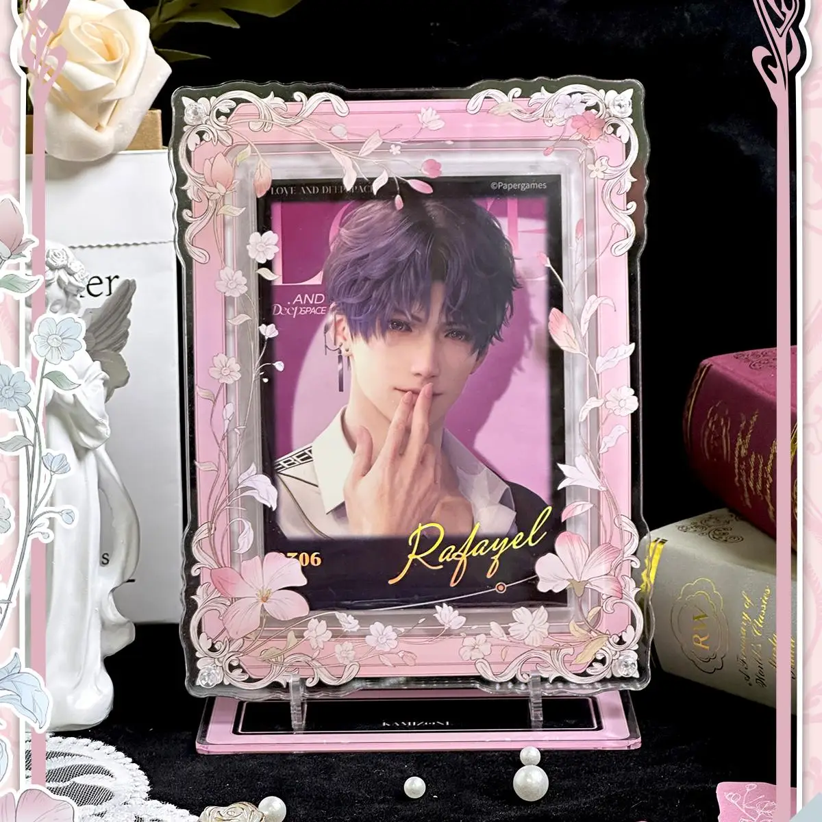 Romantic 6-Inch Flower Branch Vine Acrylic Card Frame, Picture Storage Frame for Anime Instant Polaroid Photos & Memorabilia
