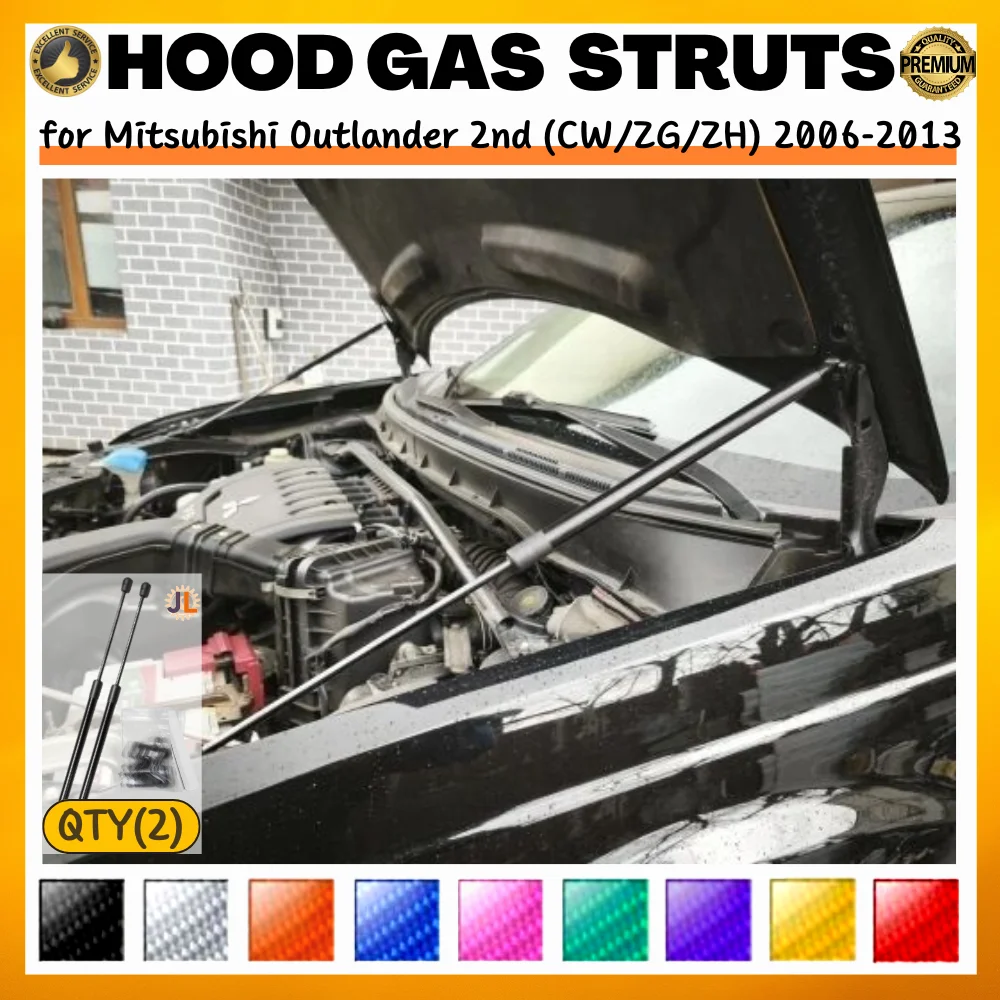 

Qty(2) Hood Struts for Mitsubishi Outlander 2nd (CW/ZG/ZH) 2006-2013 Front Bonnet Modify Springs Shock Absorbers Lift Supports
