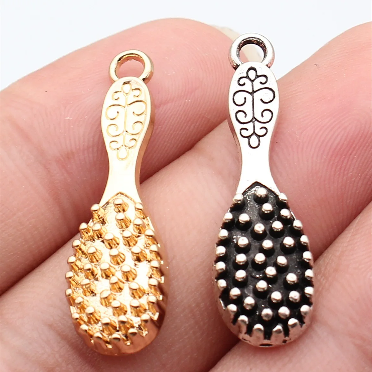 

Набор из 10 штук (10x33 мм) в 2 цветах: античное серебро и золото KC, подвески-гребешки для создания украшений своими руками