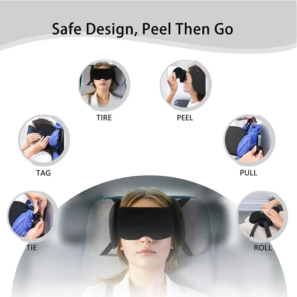 Travel Sleep Mask Airplane Car Head Support System Anti‑Shake Head Fixing Sleep Mask Full Light Blocking For Long Flight Road view 6