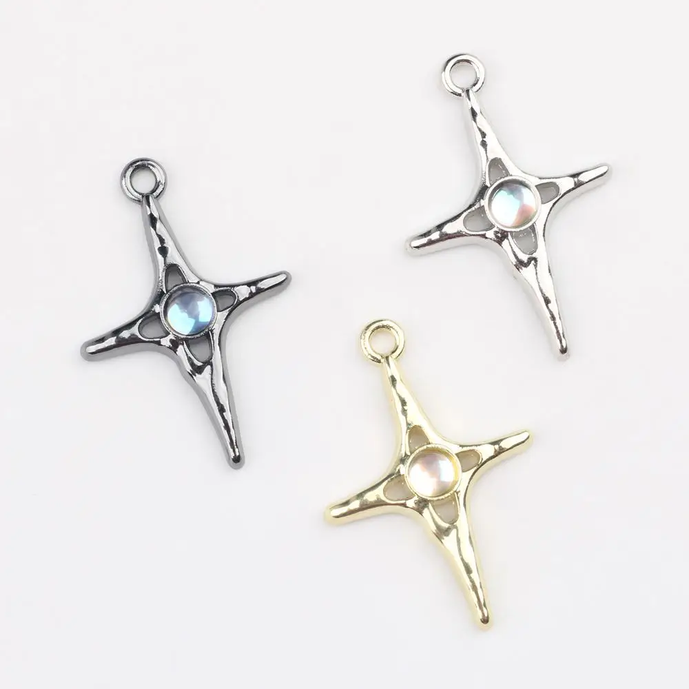 

10 шт., ювелирные подвески со звездами «сделай сам», золотой, серебристый цвет, полые подвески, подвески, ожерелье ручной работы, серьги, фурнитура для изготовления ювелирных изделий