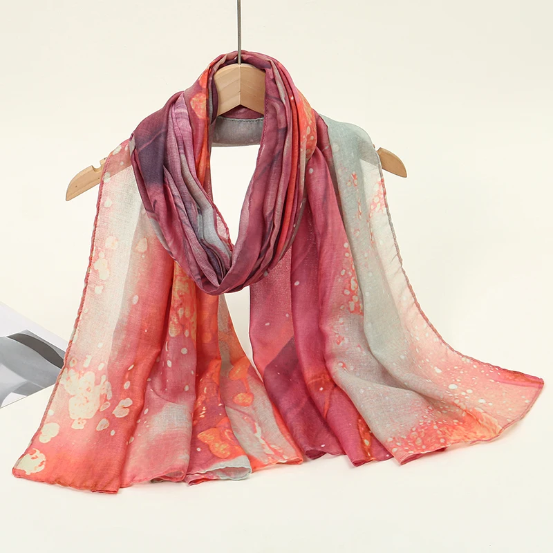 

2025 модный шарф с акварельным принтом, хиджаб, женский богемный мягкий исламский Рамадан, мусульманский хиджаб, платок, женская шаль, платок
