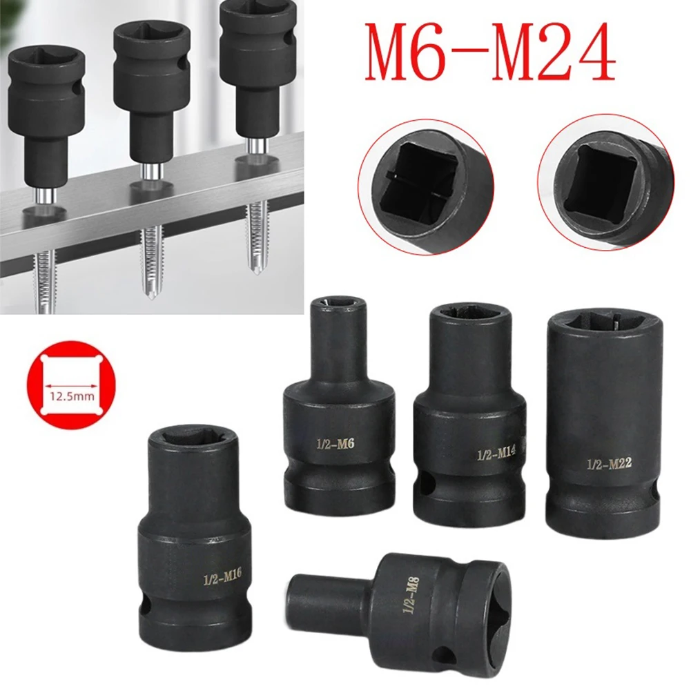 1pc Suqare Tap Socket Double Head 1/2inch Driver For Pneumatic Ratchet Wrench M6-M24 Sockets Square Tap Shanks