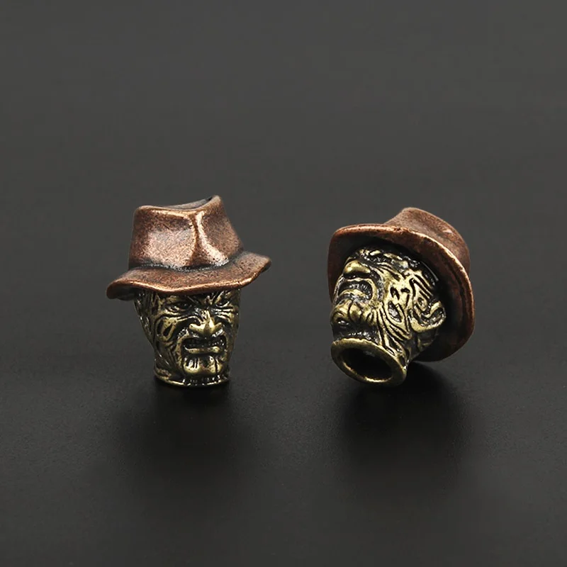 Llavero colgante de cuerda de paraguas, accesorios de cobre, cuentas de cuchillo de latón, sombrero Vintage, 1 piezas