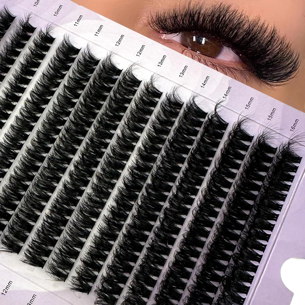 HBZGTLAD 14 rangées 5D cils en grappe moelleuse 60D/80D/100D cils épais D/DD Curl 9-16mm mélange de cils individuels bricolage Extensions de cils