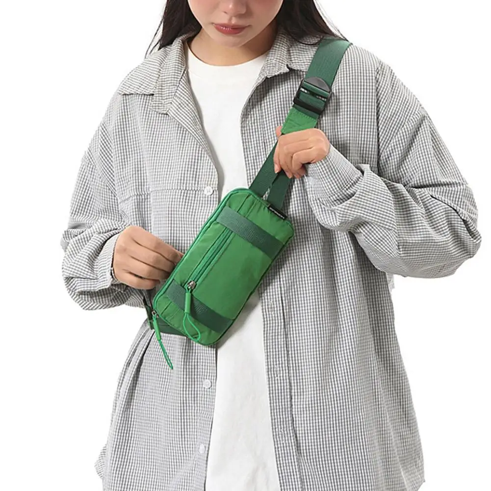 Saco de peito cor pura náilon leve esportes crossbody saco de fitness ao ar livre correndo saco da cintura ciclismo fitn telefone saco