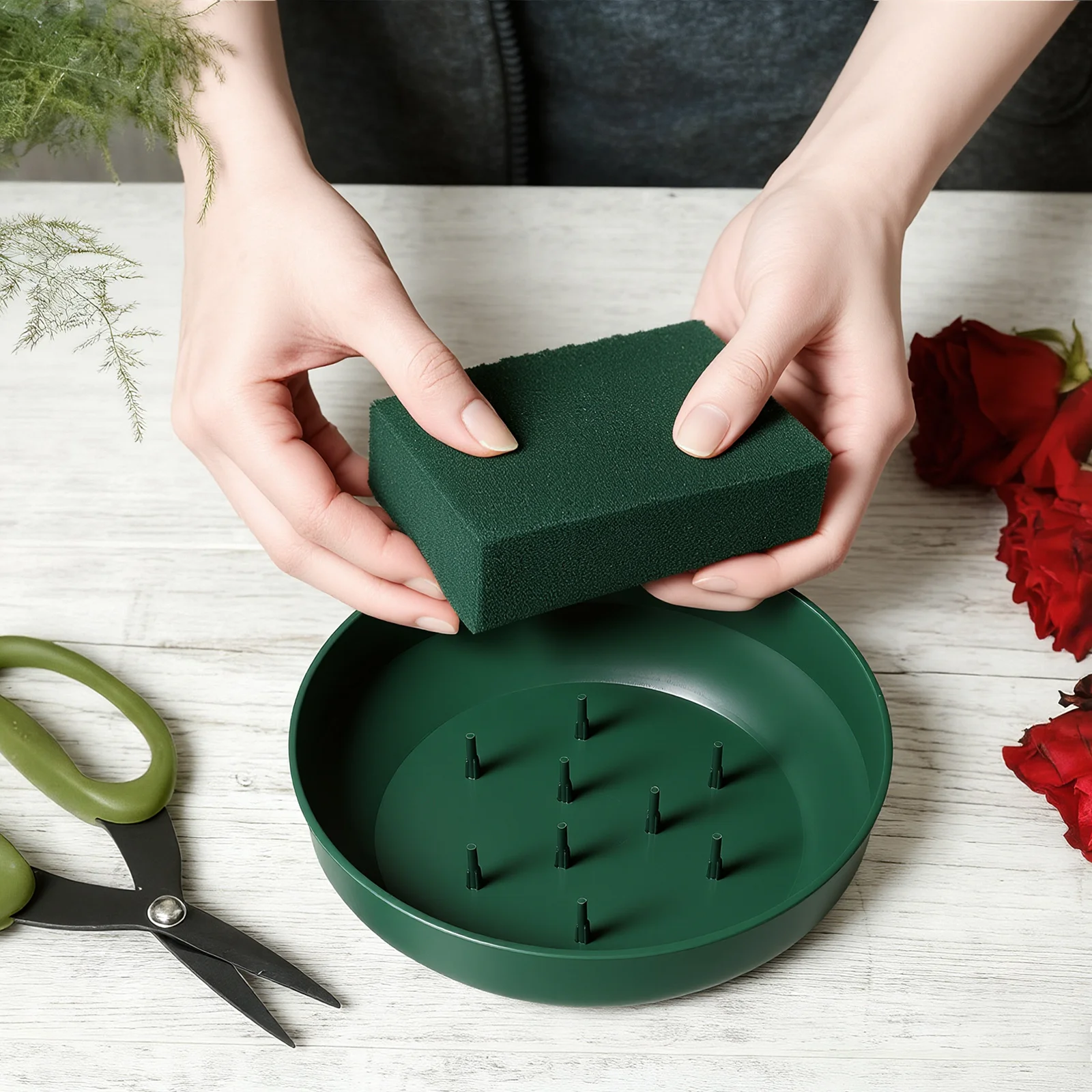 

10Pcs Floral Foam Trays for Flower Arrangements Supplies Plastic Mud Fixing Plate Bowl Vase Decor Wedding Aisle Decoration