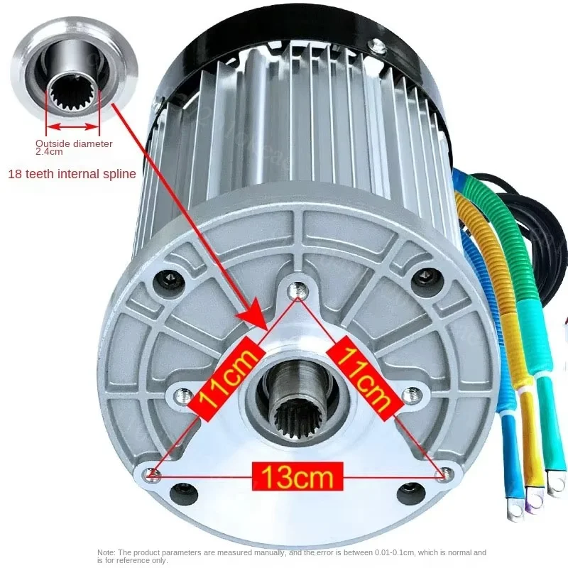 60V/72V 3000W 4600RPM Permanent Magnet Brushless DC Motor For Differential Electric Vehicle Machine Tool DIY Assemblyone