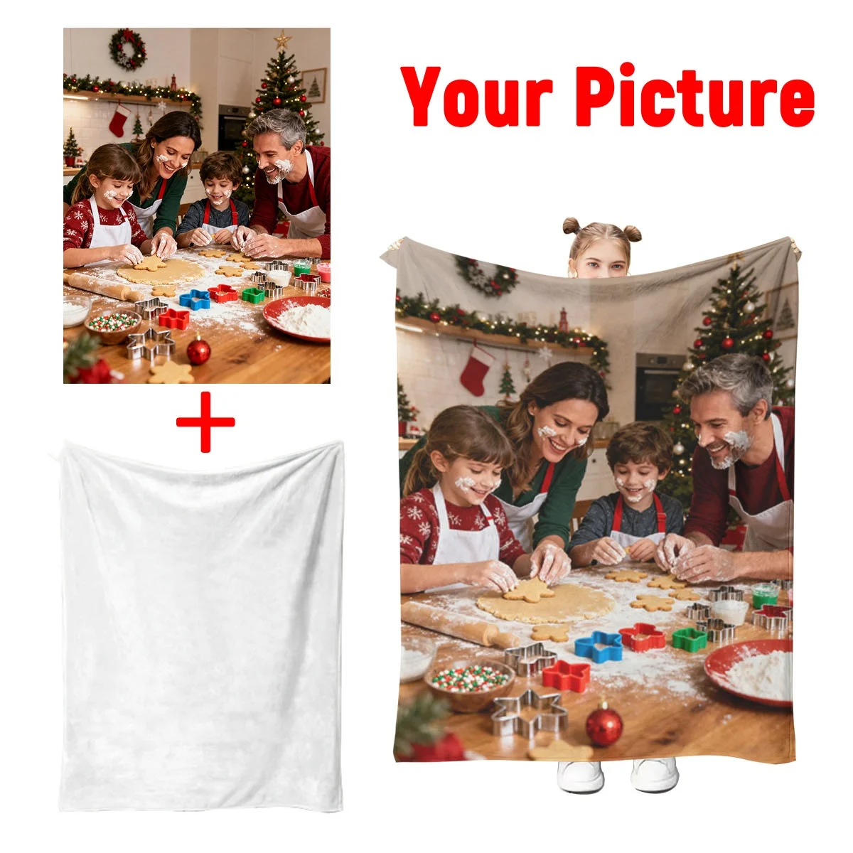 Customized Christmas Personalized Blanket to Witness Love and Give to Your Loved One - High-Definition Photo Printed onto Flannel Blanket, Soft and Warm, Suitable for Sofa, Bed, Office, Car and Outdoor Travel - Perfect for All Seasons, Halloween, Thanksgiving, Birthdays, Weddings, Couples, Valentine's Day, Graduation, Party Holidays, Perfect as a Gift for Men and Women