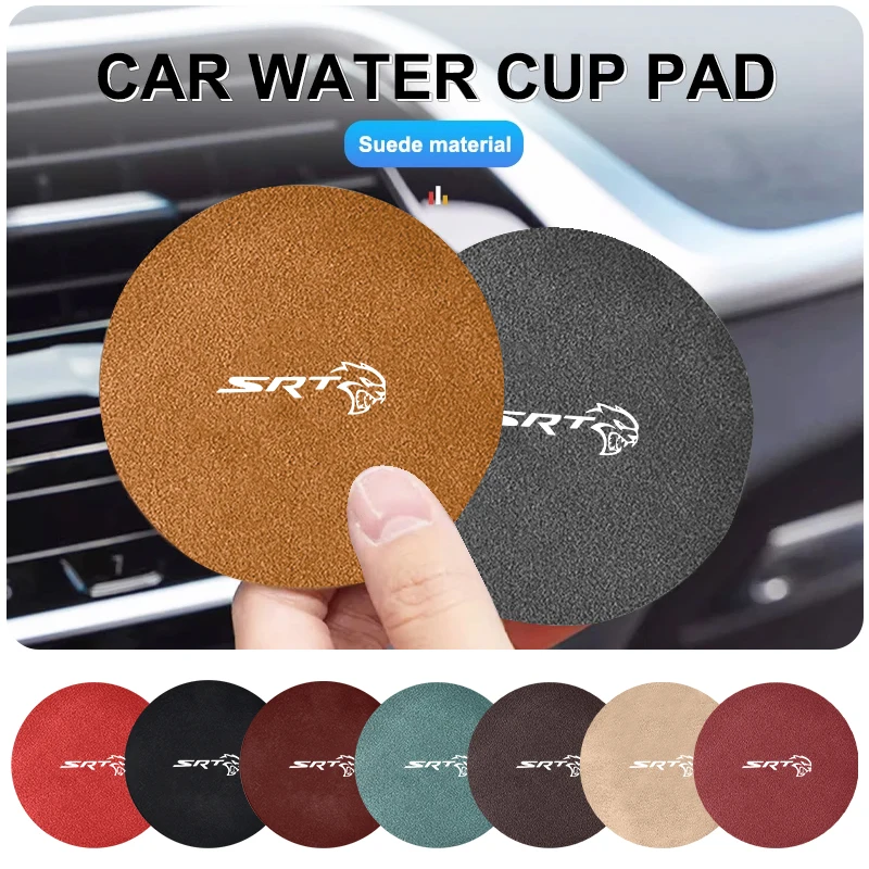 2Pcs Car Interior Water Cup Mat Leather Coasters Pad For Dodge SRT Journey Charger Challenger Caliber Nitro Durango Avenger Dart