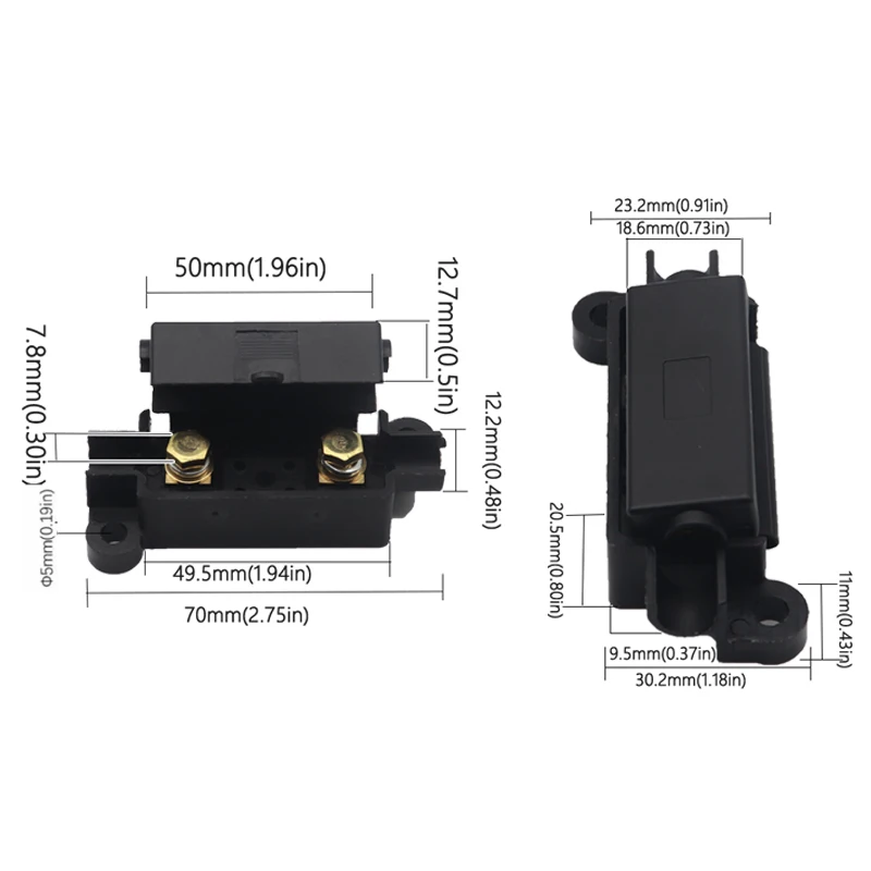 【1Set】 Auto fuse Flat Plate Type 32V Fork Type Bolt Battery Fuse Car Modification Stand 20/30/40/50/60/70/80/90A-200A Fuse Box