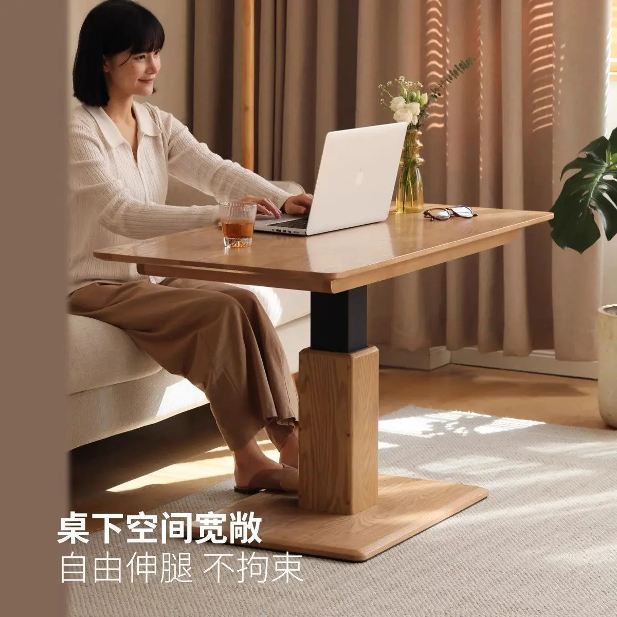 Mobile coffee table foldable lifting Italian minimalist creative multi-functional living room rock slab trolley sofa side table