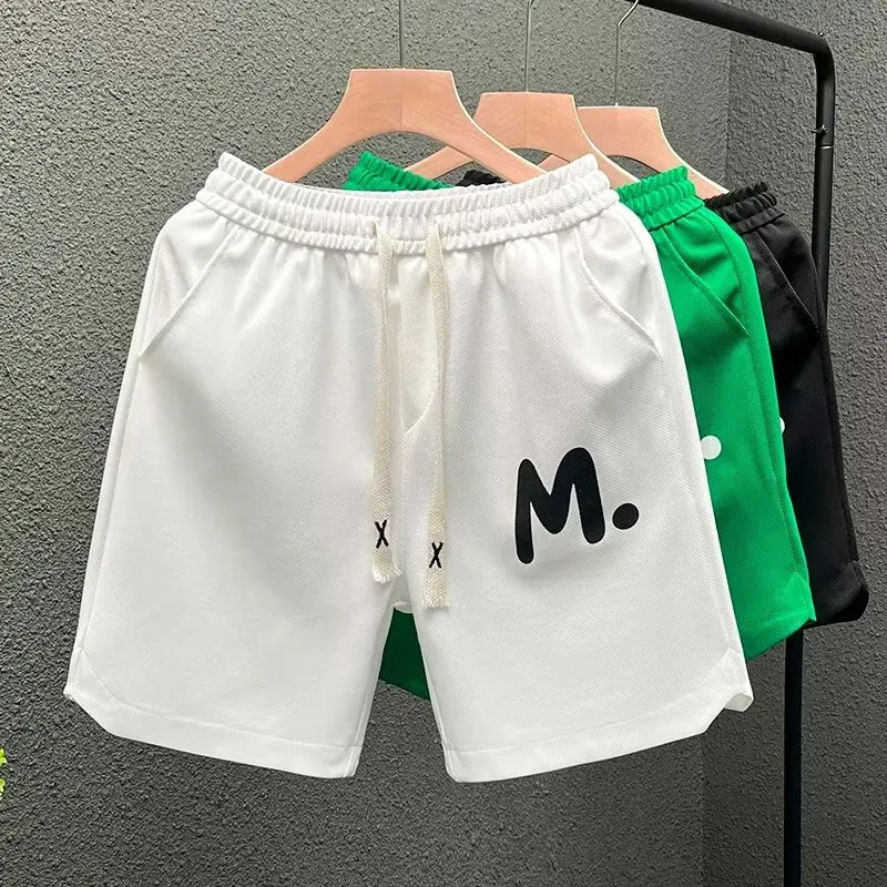 Hip Hop Men\'s Shorts Summer American Fashion White Short Pants Harajuku High Street Men\'s Clothing Casual Shorts Streetwear 2024