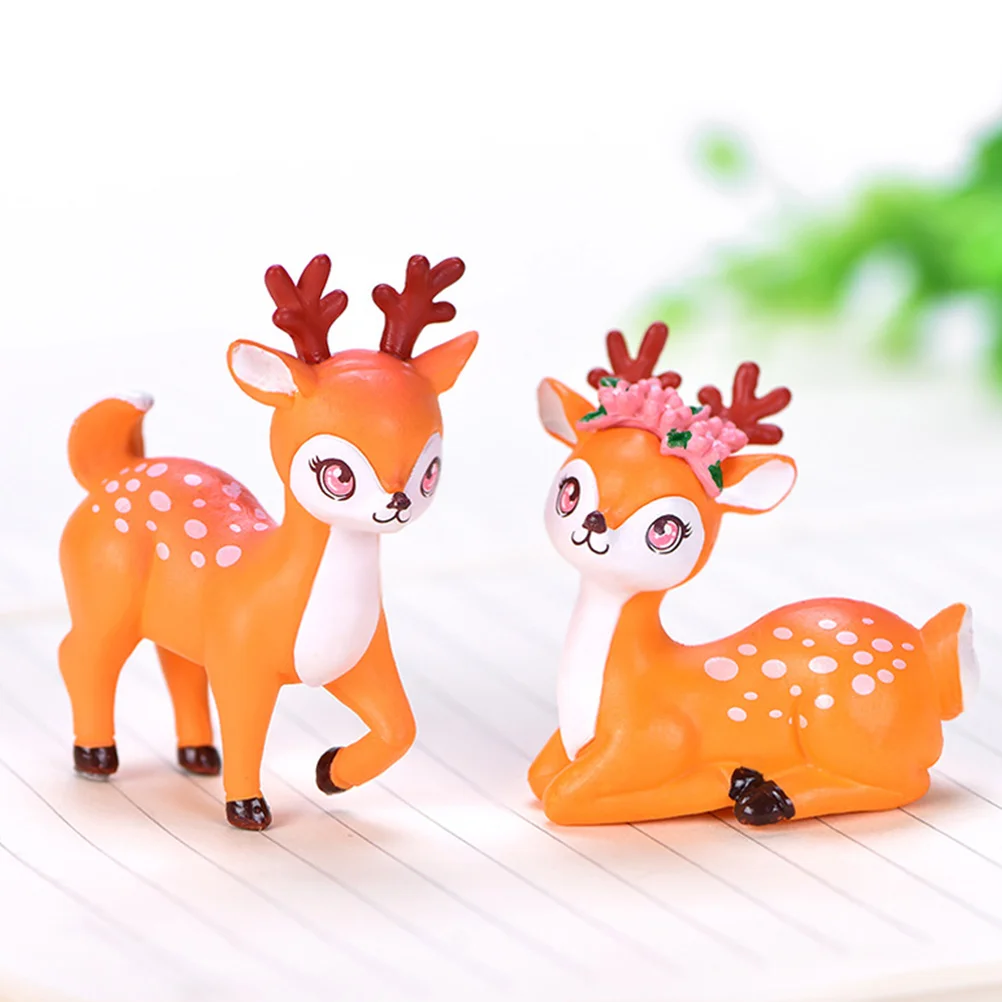 

4Pcs Deer Statue Plastic Plastic Deer nament Animal Miniature Garden Home Festive Accessories Kids Gifts Yard naments