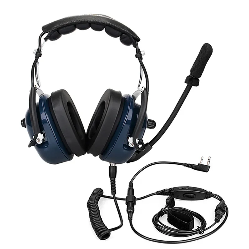 New Pilot Noise Reduction Aviation Headset VOX Adjustment Dual PTT Mic Speaker Headphone for Baofeng Kenwood Motorola ICOM Radio