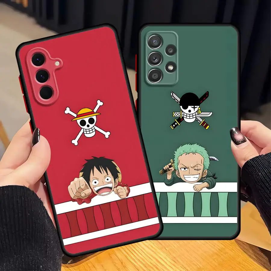 Back Phone Cover Case for Samsung Galaxy A13 A12 A14 Note 20 Ultra 10+ 9 8 A70 A06 A30 A05 A15 A16 A50 One Piece Cute Logo