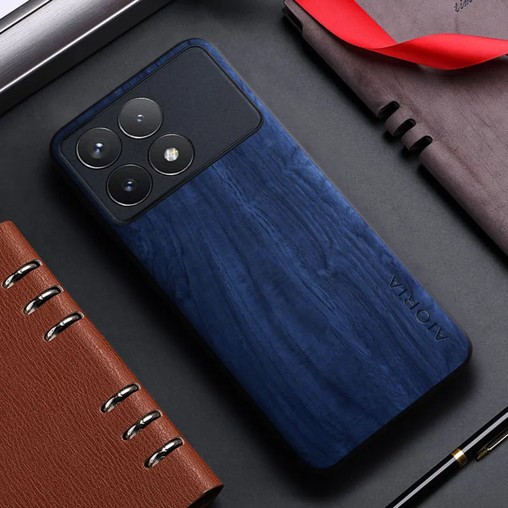 Case for Xiaomi Poco F6 Pro M6 X6 F5 X5 M5 Pro funda bamboo wood pattern Leather cover for xiaomi f6 pro x6 m6 f5 m5s case capa