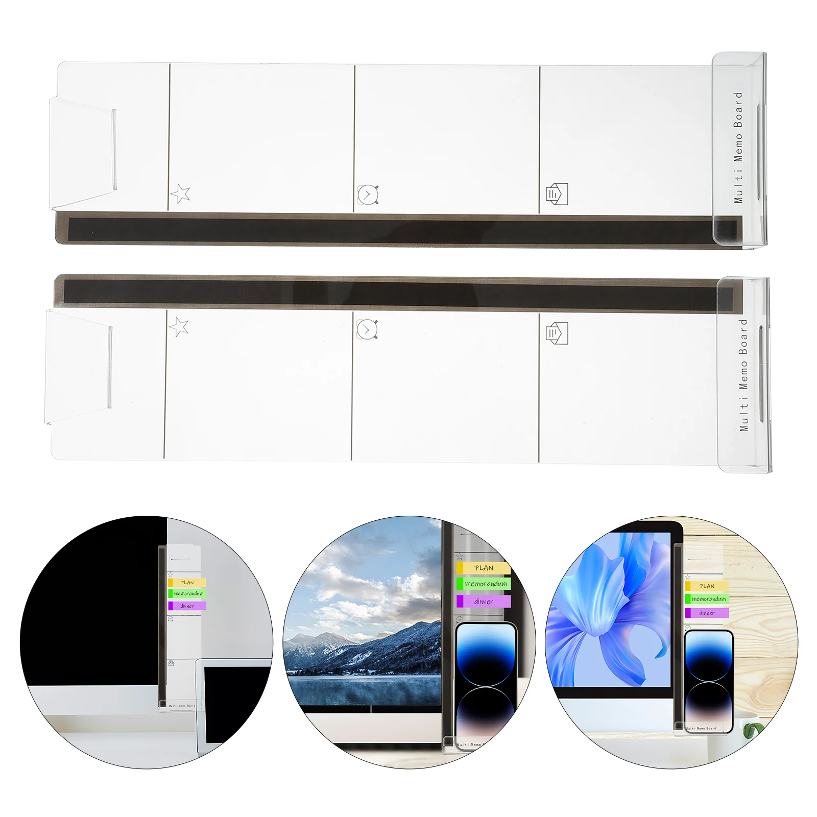 

2 Pcs Computer Memo Board Transparent Message Storage Screen Side Panel Acrylic for