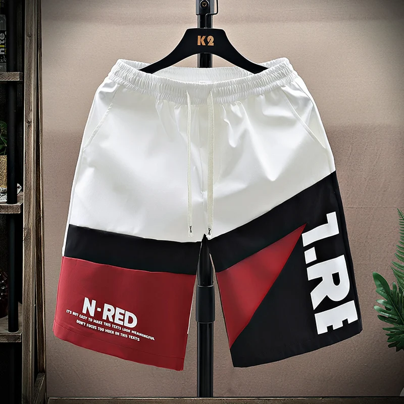 

Мужские летние брюки из ледяного шелка Qui Dry Spor, свободные повседневные универсальные брюки пять четвертей, цветная блузка, молодежная мода, полиэфирное волокно