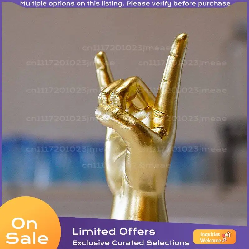 Rock Music Hand Gesture Figurine, Resin Model Ornament, Rock Hand Sign Desktop Decor for Office, Bar, Music Room
