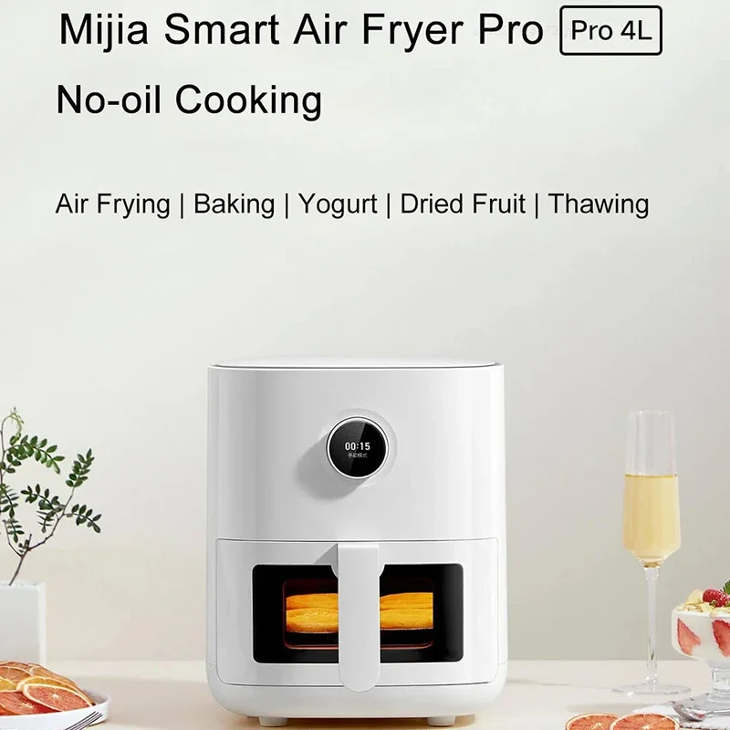 Xiaomi Mijia Air Fryer Pro 4L Smart Hot Oven Cooker finestra visibile APP Timing schermo OLED senza olio friggitrice ad aria calda a 360 °