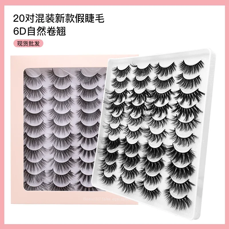 20 Pairs of Fried Hair Models, New False Eyelashes, Multi-layer Dense Cross Mink Eyelashes 8D FLUFFY