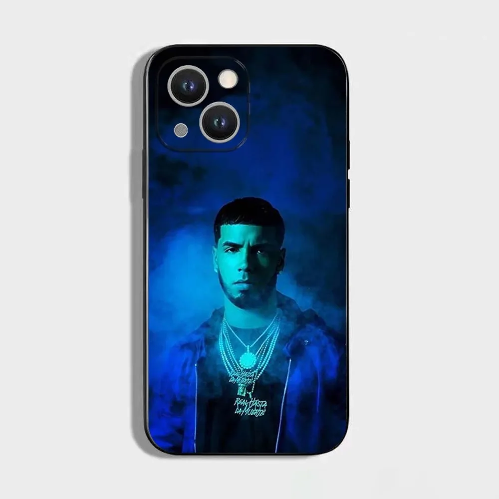 ラッパー A-Anuel AA リアル電話ケース iPhone 16、15、14、13、12、11 Plus、Pro Max、XS、X、XR、SE、Mini、8、7、ソフトシリコンブラックカバー用