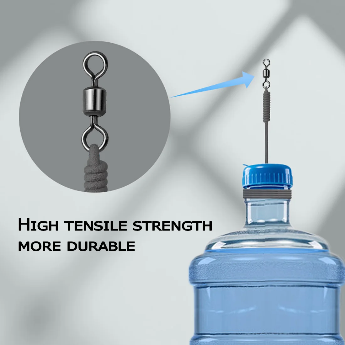 9KM Barrel Fishing Wirbel Kit Rollwirbel Angelgerät Salzwasser Heavy Duty Angelschnur Anschlüsse Schwarz Edelstahl – Detail 5
