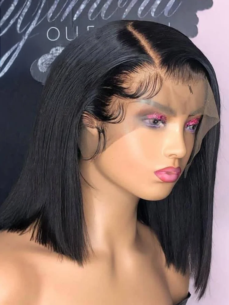 

Закрытие Бесклеевой HD Bone Прямые кружевные фронтальные человеческие волосы Бразильский короткий парик Боб 13x4 Кружевные передние парики Боб Парики для женщин