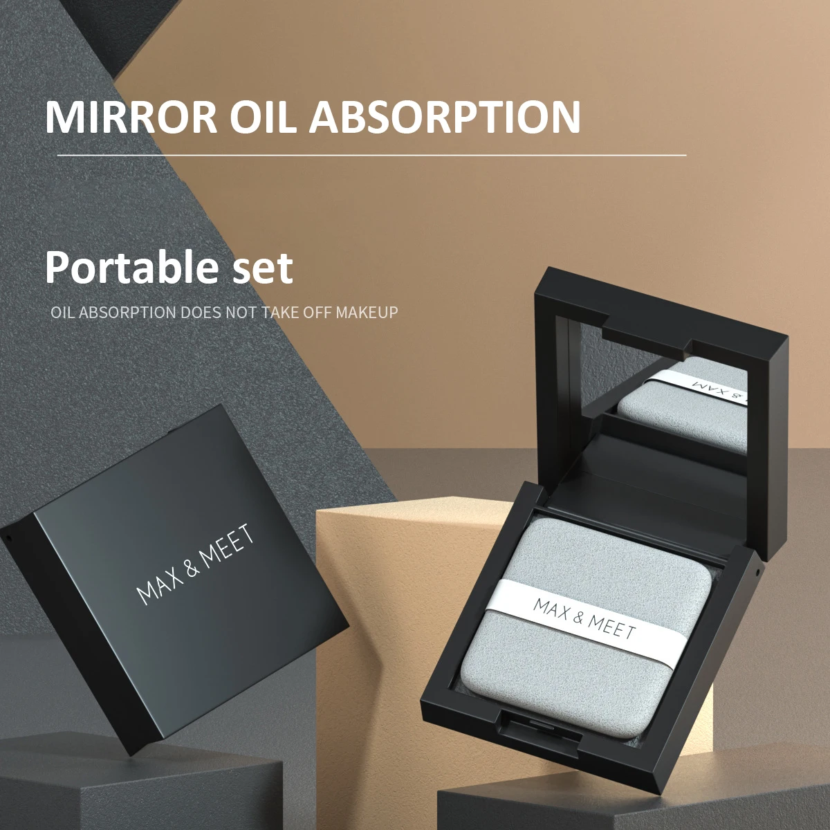 Protable Oil Control Paper Box Soft Face Powder Puff 24H Long Lasting Oil Control Finishing Face Makeup Tools with Mirror