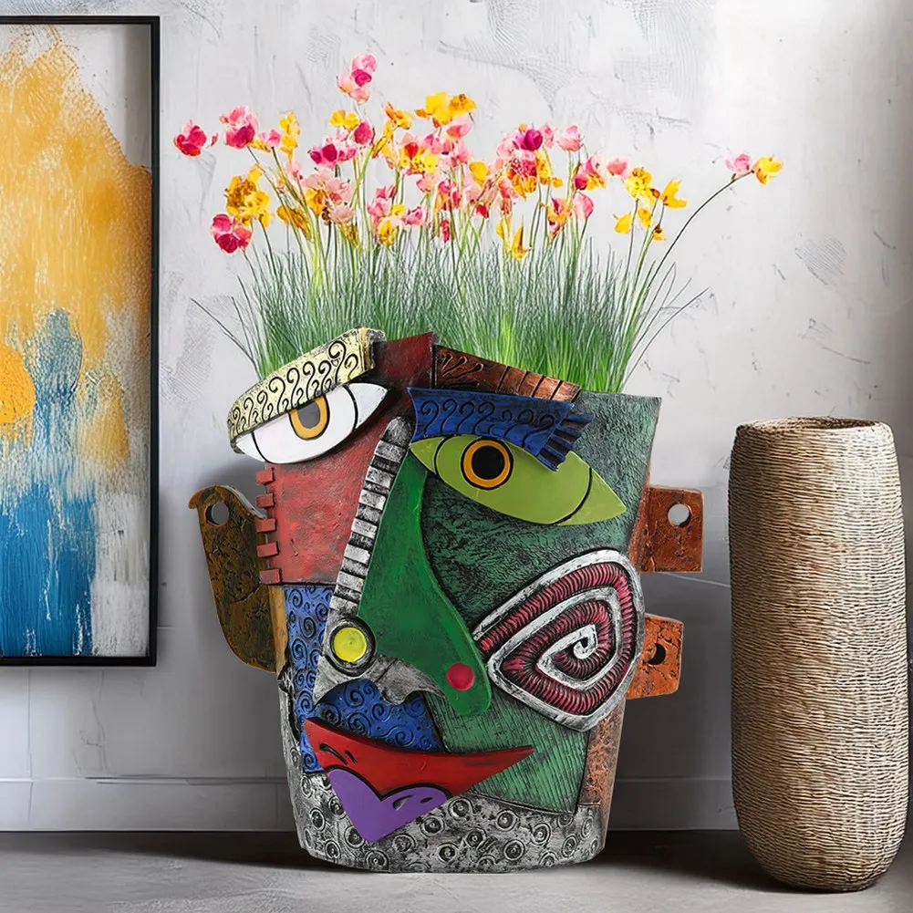 Plant Pots Indoor Face Art Abstract Resin Flowerpot Funny Flowerpot Decorative Flower Decoration-AT36