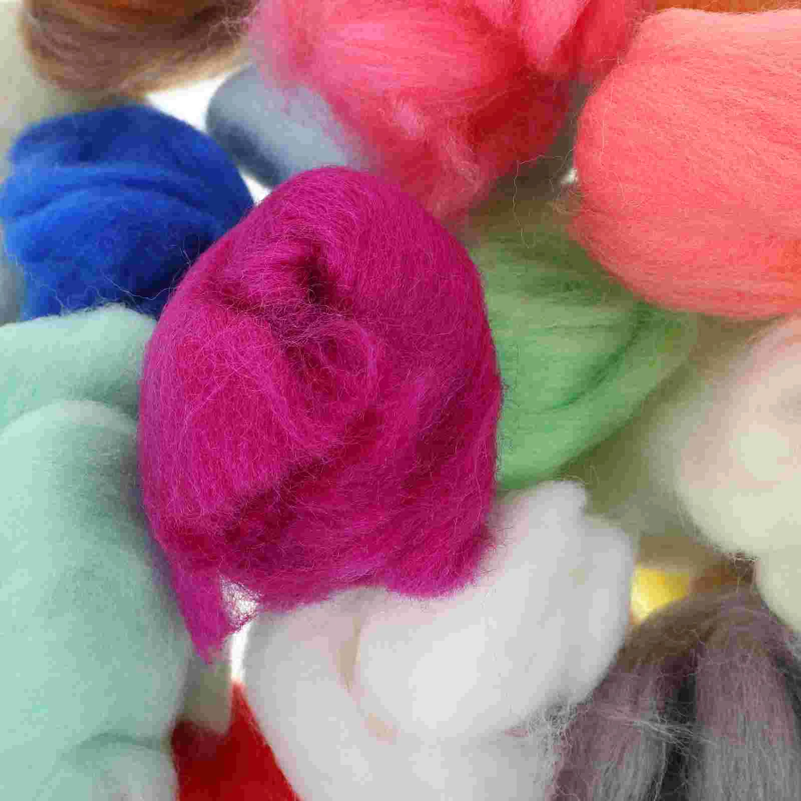 36 Colors Fluffy Yarn DIY Felts Handicrafts Roving Needle Felting Chunky Fleece Knitting Machine Toy Set