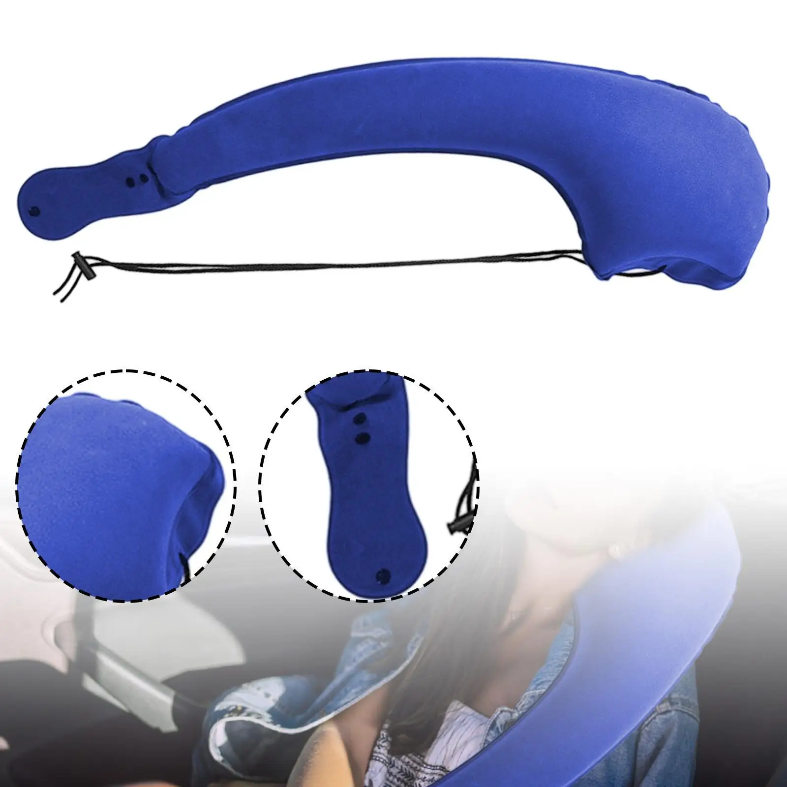 Travel Neck Pillow Inflatable PVC Comfort Sleeping Headrest Napping Pillow Travel Essential for Long Flights