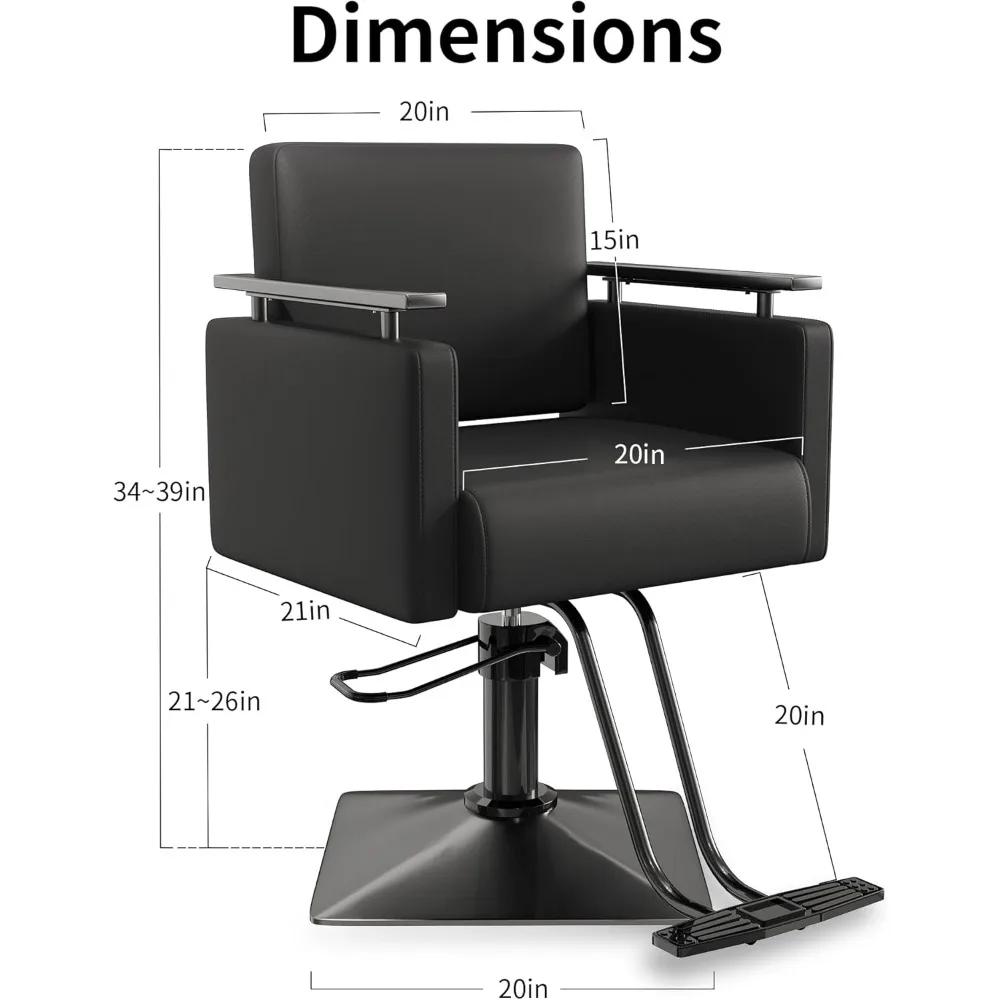 Salonstoel met roestvrijstalen armleuning, salonstylingstoelen voor kapper, hydraulische stoelen, kappersstoel