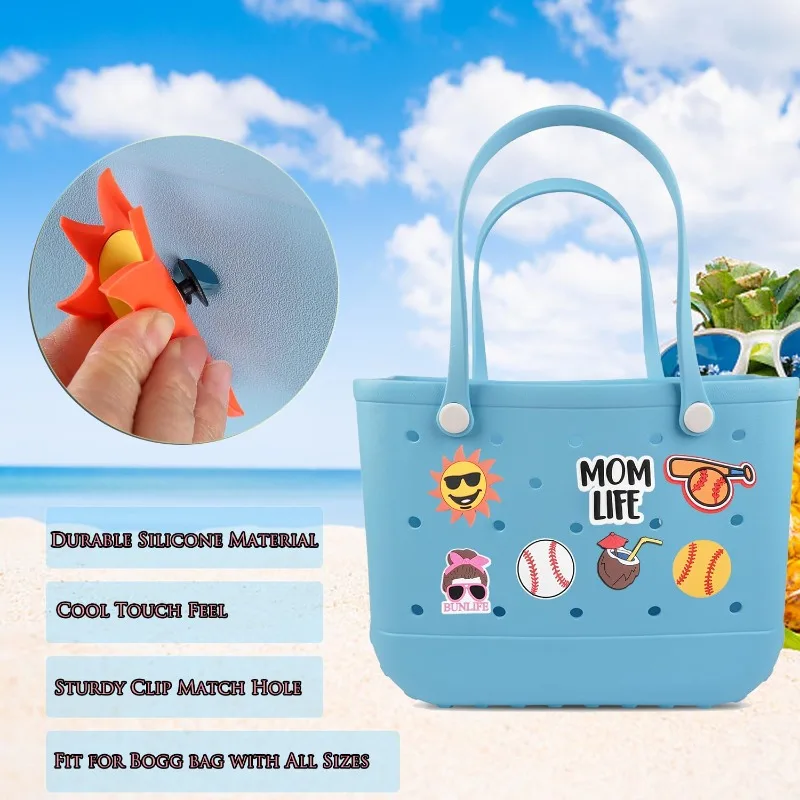 Large Charms Bogg Bags Accessories Pins Cute Rubber Badge Women Beach Tote Handbag Decorative Buckles Badge Jelly Sac Bogg Bag