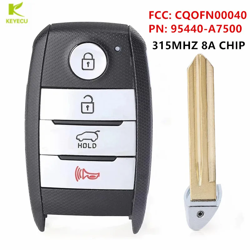 

KEYECU Aftermarket Smart Proximity Remote Key 4 Buttons FOB 315MHZ 8A CHIP FOR 2014 2015 2016 KIA FORTE 5 KOUP P/N: 95440-A7500