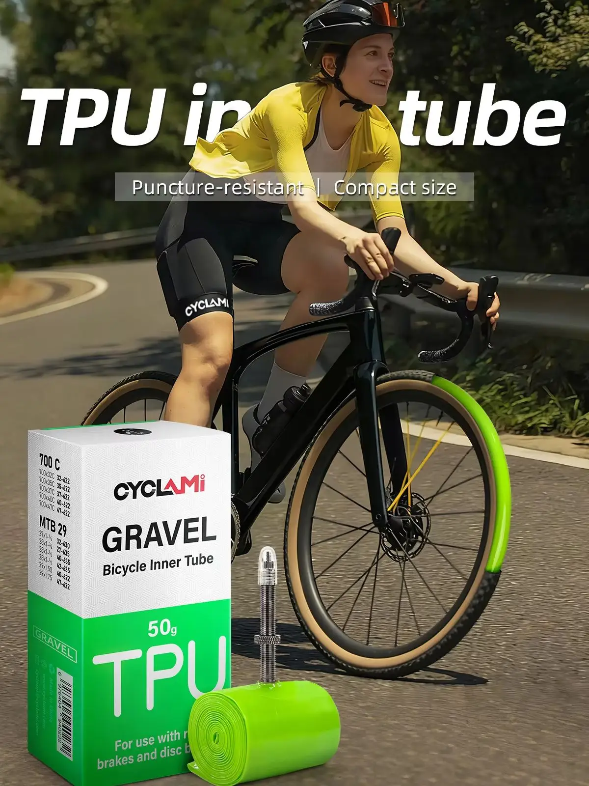AliExpress CYCLAMI Upgraded Metal Nozzle Road MTB 29 Bike TPU Inner Tube 700x32-47C  FV 60mm Removable Valve Cores Inner Tire