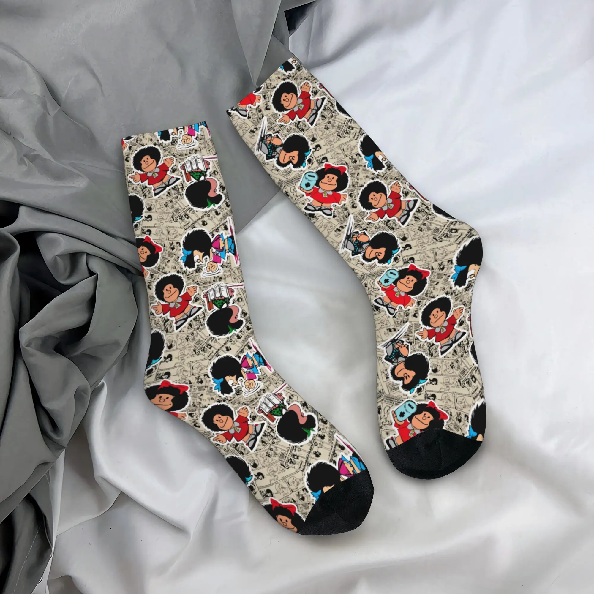 Cool Printing Cartoon Comic M-Mafalda Socks for Men Women Stretchy Summer Autumn Winter Manga Quino Crew Socks