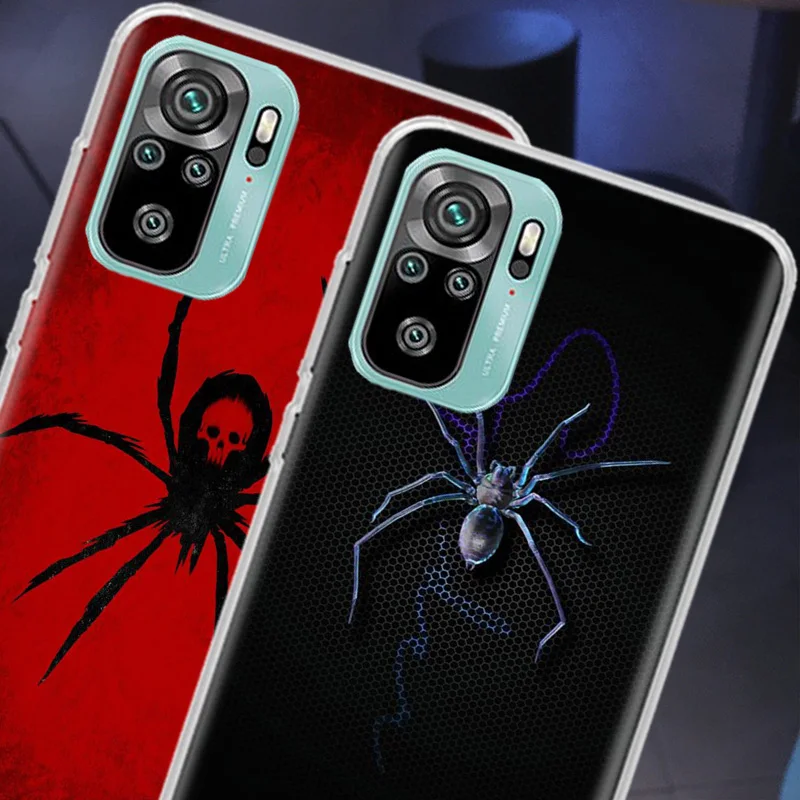 Spider web spider hunting Phone Case For Xiaomi Poco X6 X5 X4 F4 GT X3 F6 Pro 5G M5 M5S M4 M3 F5 F3 F2 F1 Mi Note 10 Lite Clear