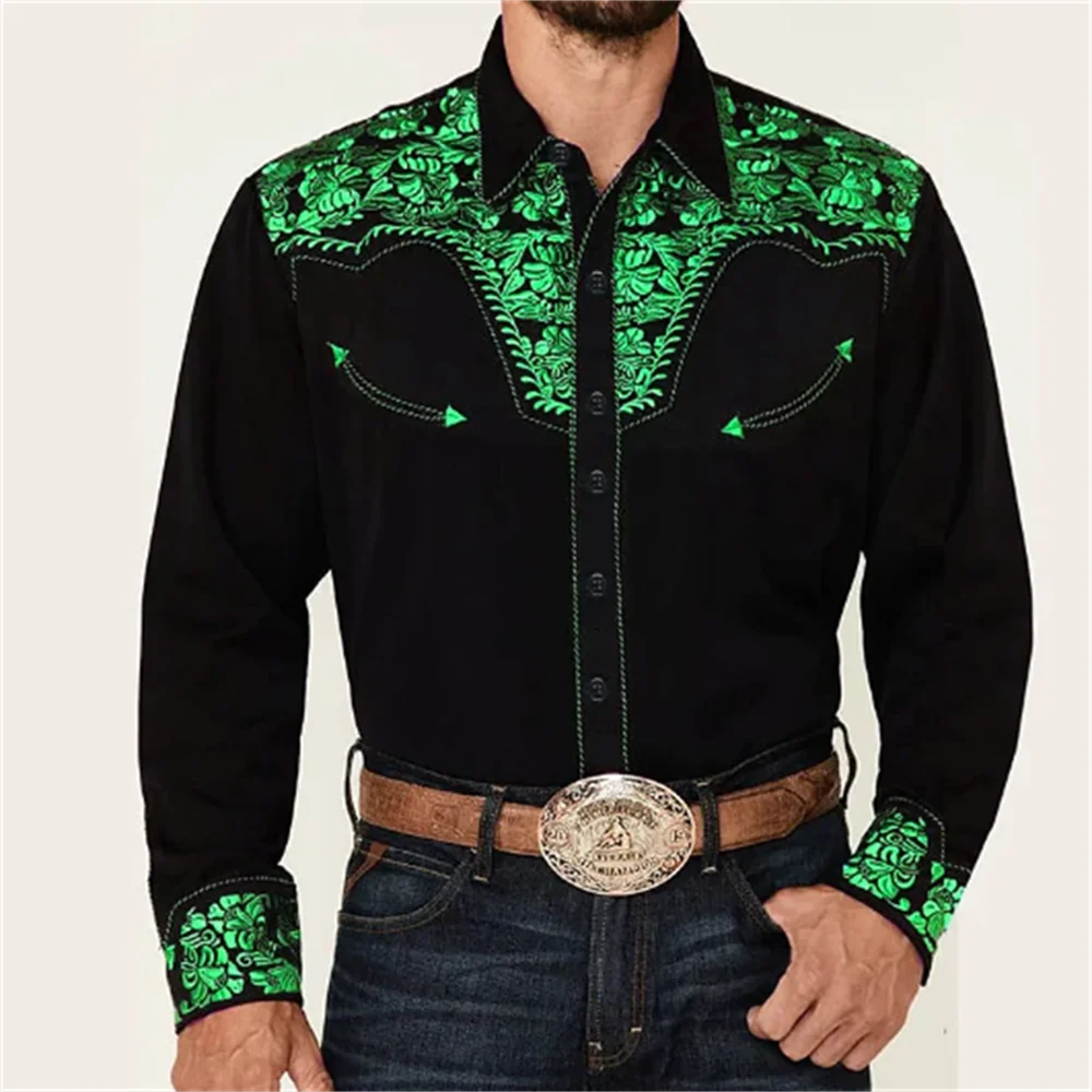 Totem casual western style men\'s shirt denim shirt outdoor street casual daily autumn and winter cuffed long-sleeved top