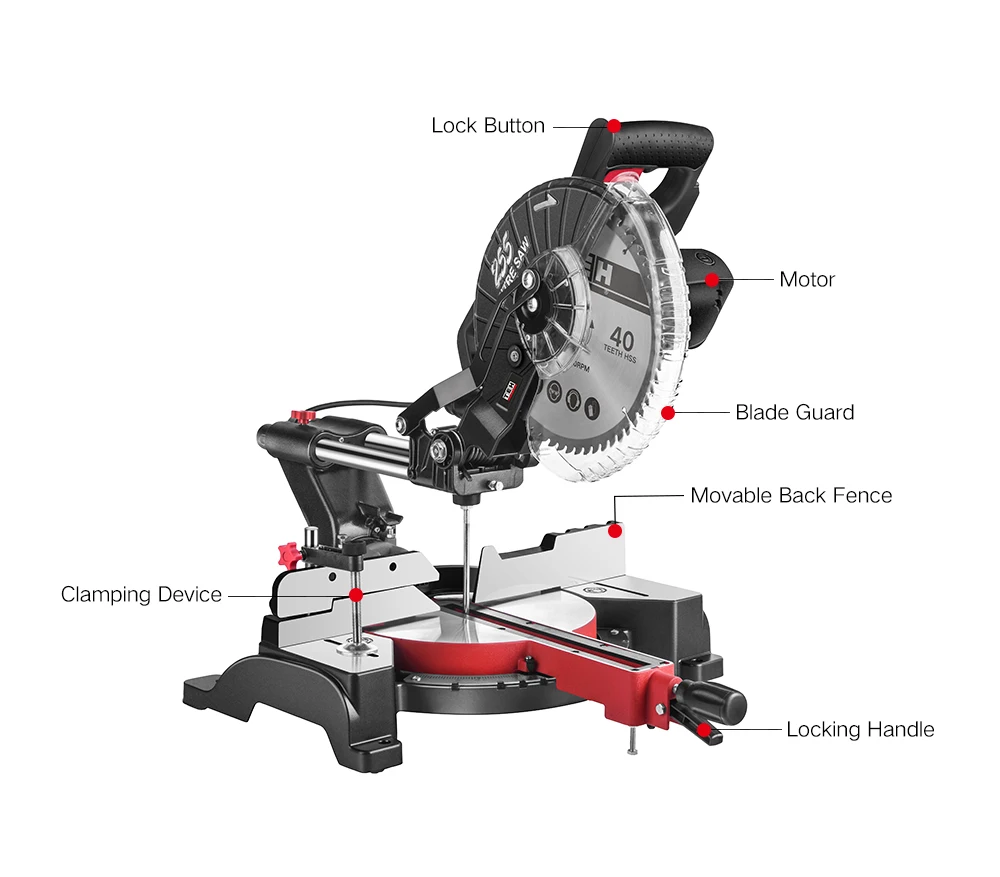 TEH Warranty Impressive Hi-torque Motor Adjustable Depth Compound Sliding Miter Saw