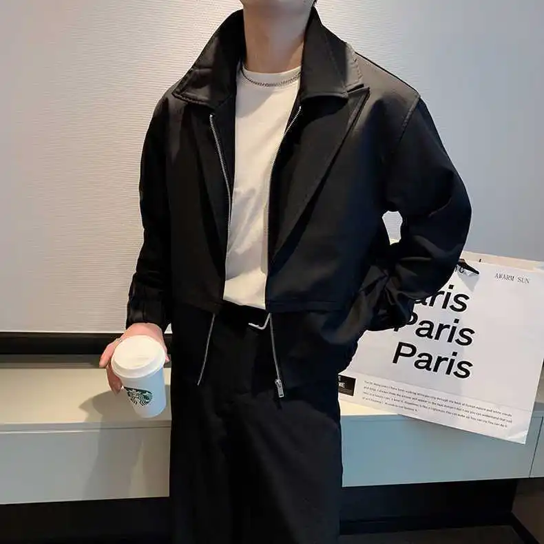 

Мужская куртка-бомбер с пуговицами, зауженная, в стиле авиаторской/пилотской куртки, черная, для автоспорта, мотоциклетная, байкерская, с воротником, в стиле BF