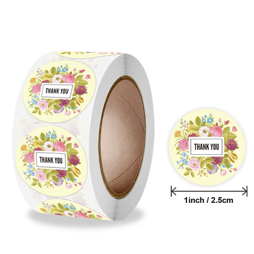 50-500 Pcs Round Thank You For Your Order Stickers 1inch Thanks For Shopping Small Shop Local Handmade Stickers Flower Stickers