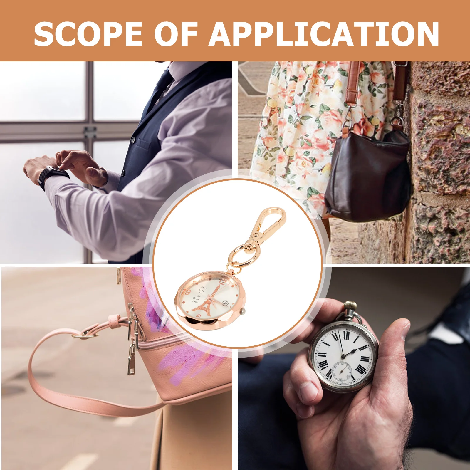 

Alloy Nurse Watch Vintage Style Arabic Numerals Large Face Durable Pocket Watch Brooch Practical Hanging Clip for Nurses Men