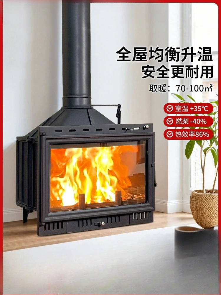

Villa True Fire Fireplace Embedded Home Homestay American Country Heating Stove Indoor Cast Iron Villa Firewood Fireplace