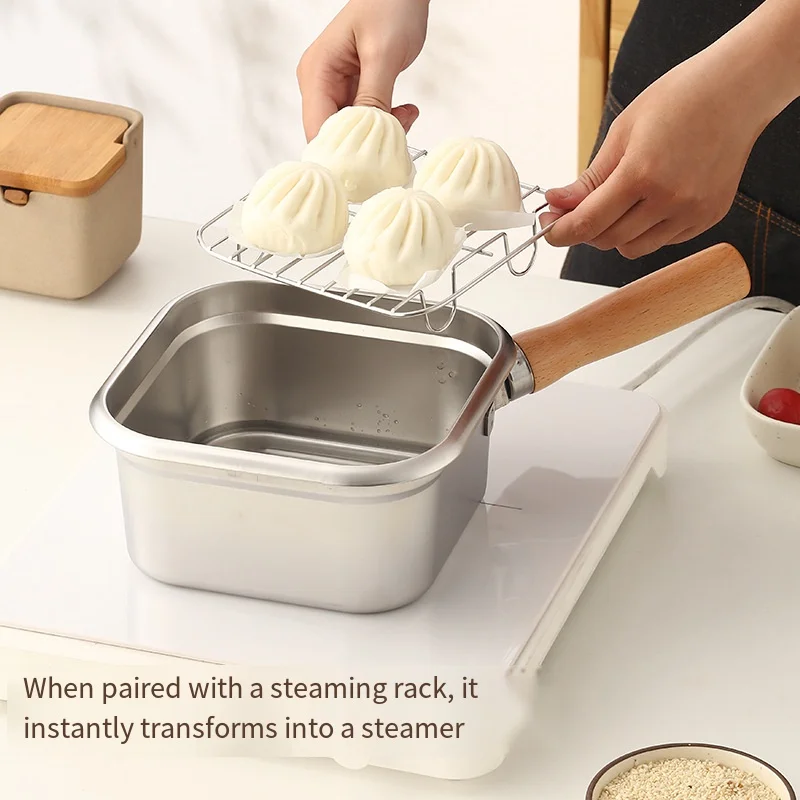 مقلاة من الفولاذ المقاوم للصدأ المحمولة وعاء الطبخ في الهواء الطلق متعددة الوظائف مقلاة قابلة للفصل التخييم طقم حلل استانلس ستيل أدوات مطبخ